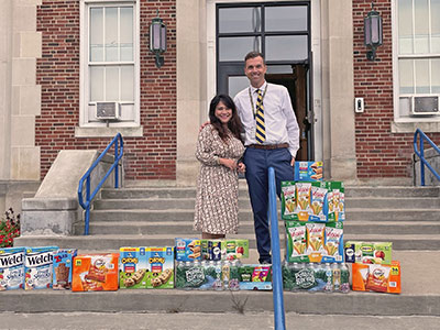 Snack Foods Displayed on School Steps